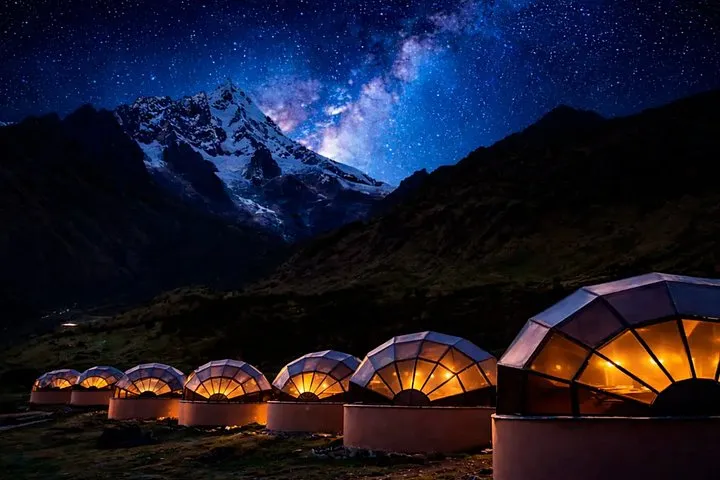 Glass cabin camp on a Salkantay trek tour with Alpaca Expeditions, a 5-day Salkantay trek tour in Peru