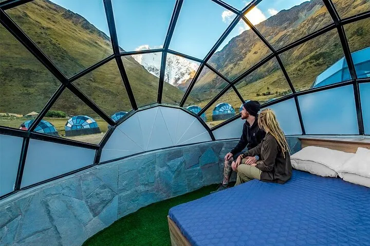Sky Camp igloos under stars on a 4-day Salkantay trek tour, a short Salkantay trek tour to Machu Picchu, Peru