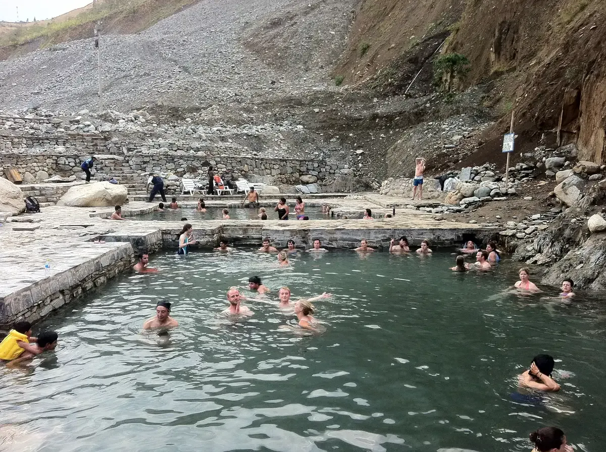 Bathers in the Cocalmayo hot springs near Santa Teresa, on the Salkantay trek route